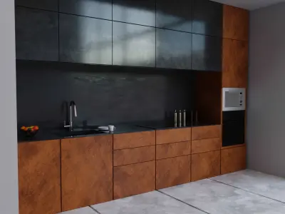 Living Room Amd Kitchen Interior Design By Nikdox Low-poly 3D model