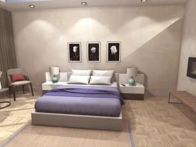 Hotel Room 2 Low-poly 3D model