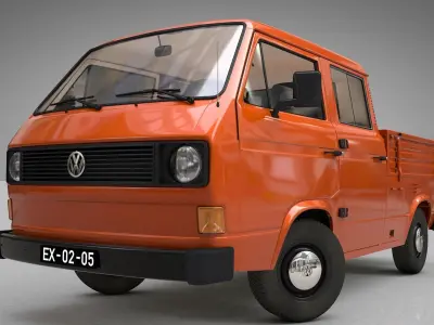 Volkswagen Transporter T3 Pickup Double Cab 1979 3D model
