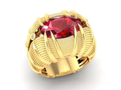 Luxury Ruby Cabochon Statement Ring for Men  206 3D print model