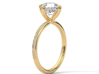 solitaire ring with detail images and 360 render videos 100 3D print model
