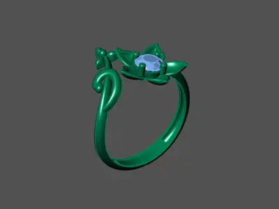 Womens Rings With Stone Ring Ready STL 3DM Models Rings women 3D print model 8