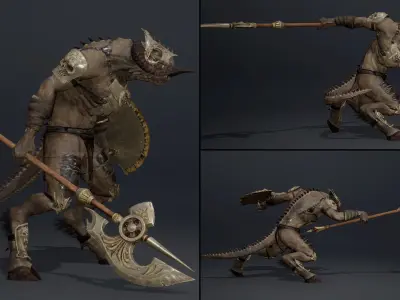 Ghost Spearman Arm2 Brutal Low-poly 3D model