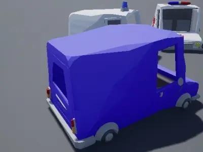 Low Poly Cartoony Van Pack Low-poly 3D model