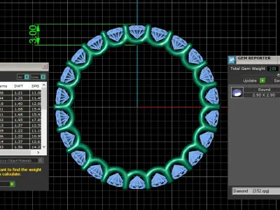 U Shaped Eternity Ring 2 point 9 mm stone size swiss 16 and EU56 3D print model