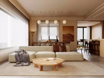 Modern living room dining room interior scenes 583 3D model