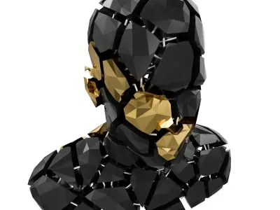 Abstract Sculpture of a Bust Low-poly 3D model