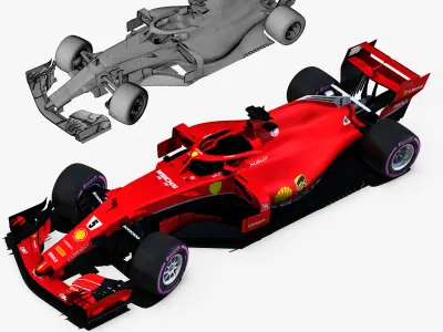 F1 2018 car Low-poly 3D model