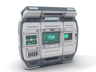 Futuristic Control Panel Model Pack with Interactive Screens Low-poly 3D model