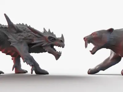 Sabre tooth and dragon 3D model