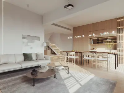 Modern living room dining room interior scenes 556 3D model
