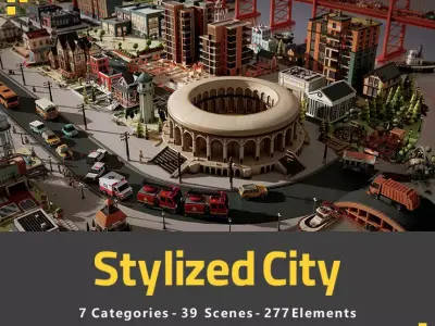 Ultimate Stylized City Pack Low-poly 3D model