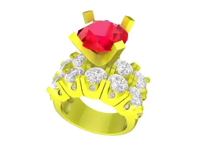 A7224 Luxury Korean Style Fashion Diamond Women Ring 3D Model 3D print model