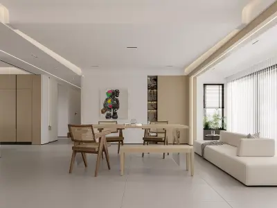 Modern living room dining room bedroom interior scenes 555 3D model