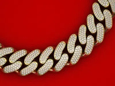 18 MM MIAMI CUBAN LINK CHAIN 3 ROWS DIAMOND BRACELET NECKLACE  3D print model