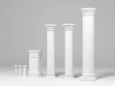 Columns architectural minimalistic Set Low-poly 3D model