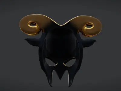 Majestic Ram-Themed Mask Low-poly 3D model