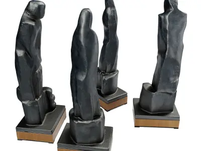 Man Woman abstract tall figures Low-poly 3D model