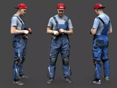 Stylized Car Mechanic Character 3D model