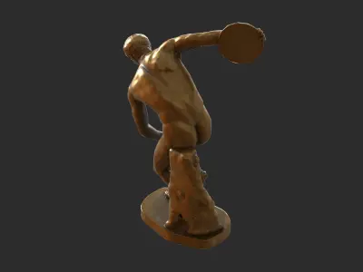 Discobolus Statue - Gold Low-poly 3D model