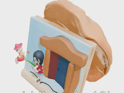 Clay Picture Colorful Cartoon Characters Wall Art Low-poly 3D model