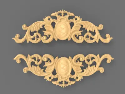 Floral Wood Carving for Furniture - 4 3D model