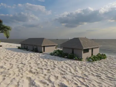 Beach Casa Scene-villa-modern house 3D model