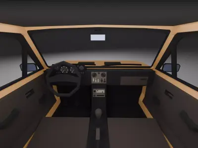 Low Poly 1980s Compact Sedan 3D Model Car09 Low-poly 3D model