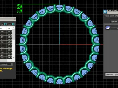 U Shaped Eternity Ring 2 point 5 mm stone size swiss 19 and EU59 3D print model
