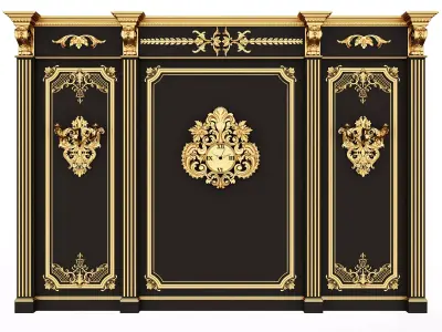 Boiserie Classic Panels and Decorative Crafts Wood 01 Low-poly 3D model