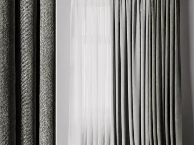 Low width curtains 03 Low-poly 3D model