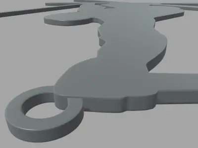 Skiing Key Ring Chain 01 Low-poly 3D model