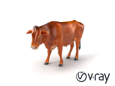 Brown Cow Detailed Model Pack Low-poly 3D model