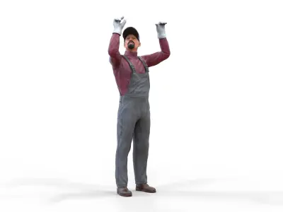 N2 Mechanic Crew working under a car or construction worker 3D print model