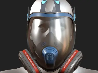 Gas mask protection futuristic technology fantasy  Low-poly 3D model