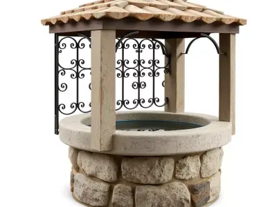 Rustic Stone Well model pack Low-poly 3D model