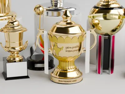T20 Cricket league trophies pack Low-poly 3D model