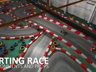 Karting race - environments and props Low-poly 3D model