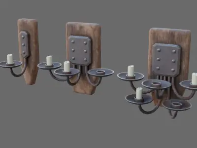 Complete set of wall chandeliers Low-poly 3D model