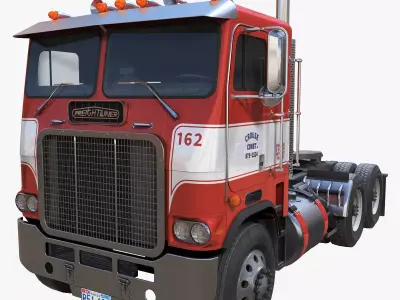 Freightliner Powerliner daycab semitruck Low-poly 3D model