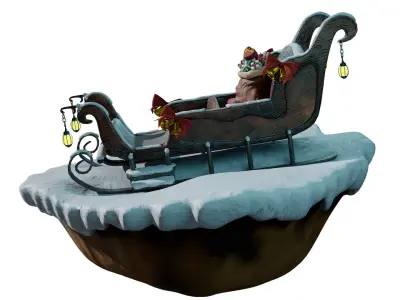 Santa s sleigh Low-poly 3D model