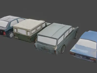 4 low poly cars four Low-poly 3D model