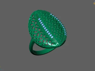Women Ring With Stone Diamond Ready STL 3DM Models Womens Rings 3D print model 14
