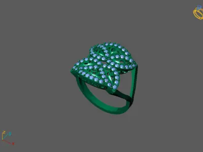 STL 3DM Women Ring Womens Ring Diamonds With Stone Model 3D print model