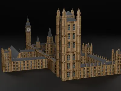 Low Poly London Big Ben Low-poly 3D model