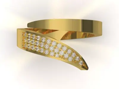 Pave Diamond Pointed Blade Statement stl Ring jr00274 3D print model