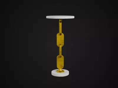 Brass and Marble Accent Table Low-poly 3D model