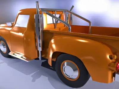 Orange pickup truck  Low-poly 3D model