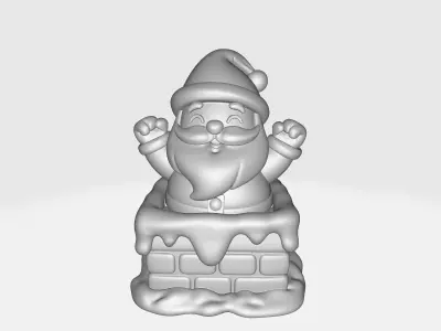 Cute Santa Claus Coming Out of Chimney Christmas Decoration 3D print model