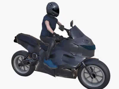 Motor Bike Rider Low-poly 3D model